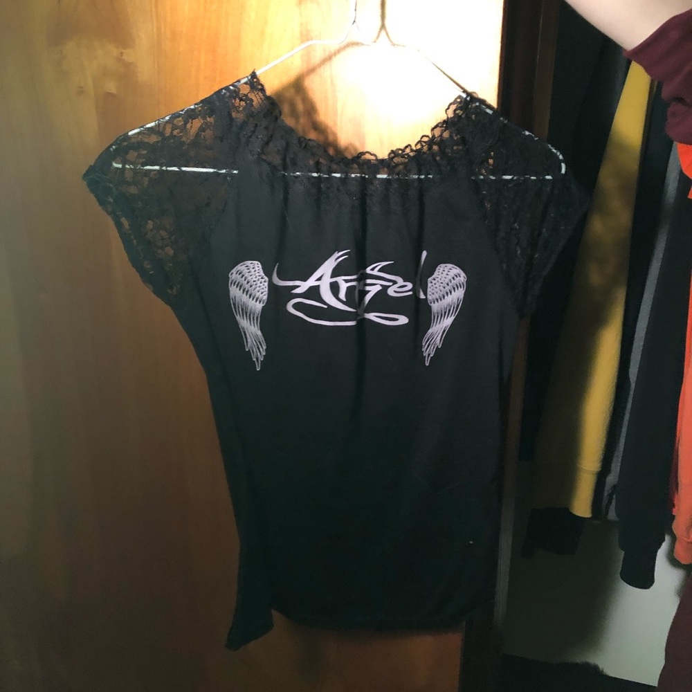 Black lace angel shirt